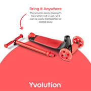 Yvolution Y Glider Kiwi Scooter for Kids Ages 3-8, 3 Wheel Scooter with LED Wheels