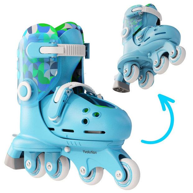 Yvolution Twista Skates , 2 in 1 Adjustable Roller Skates, Converts from Tri-Wheel to Inline Skates