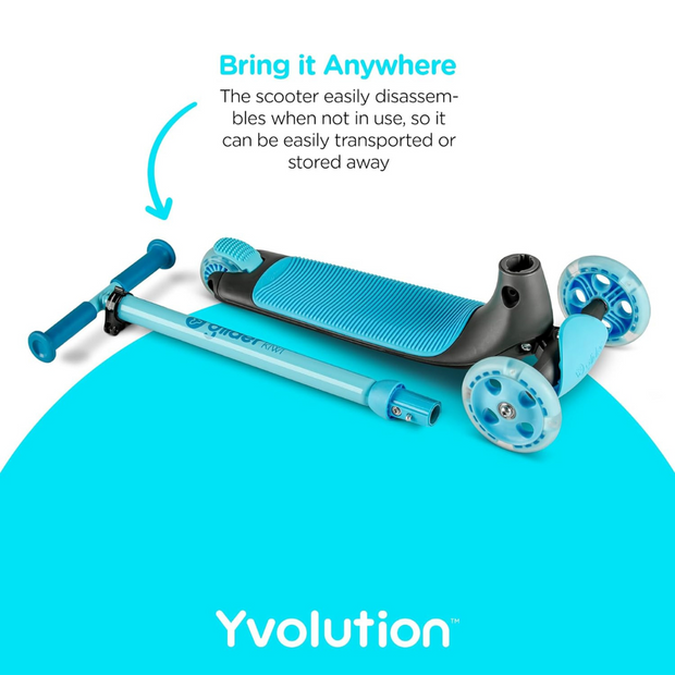 Yvolution Y Glider Kiwi Scooter for Kids Ages 3-8, 3 Wheel Scooter with LED Wheels