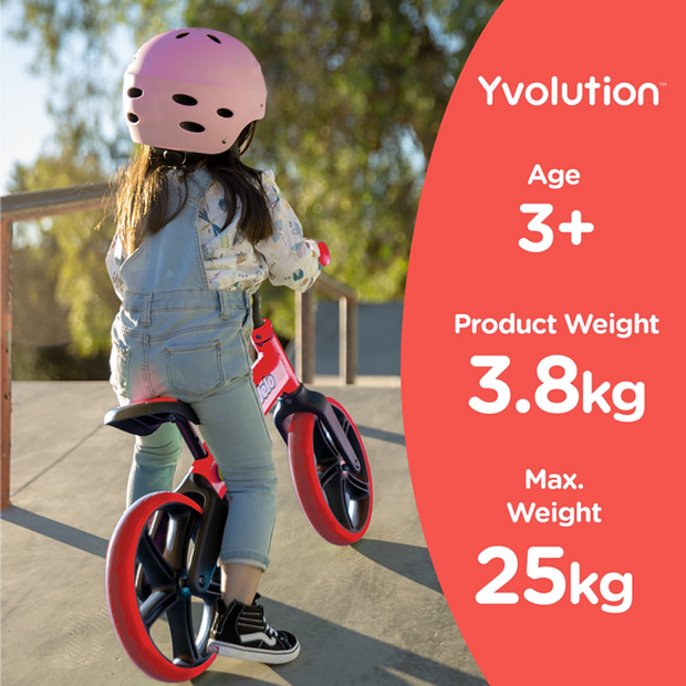 Yvolution Y Velo Senior Balance Bike |12" No-Pedal Training Bicycle for Children Ages 3,4,5 Years