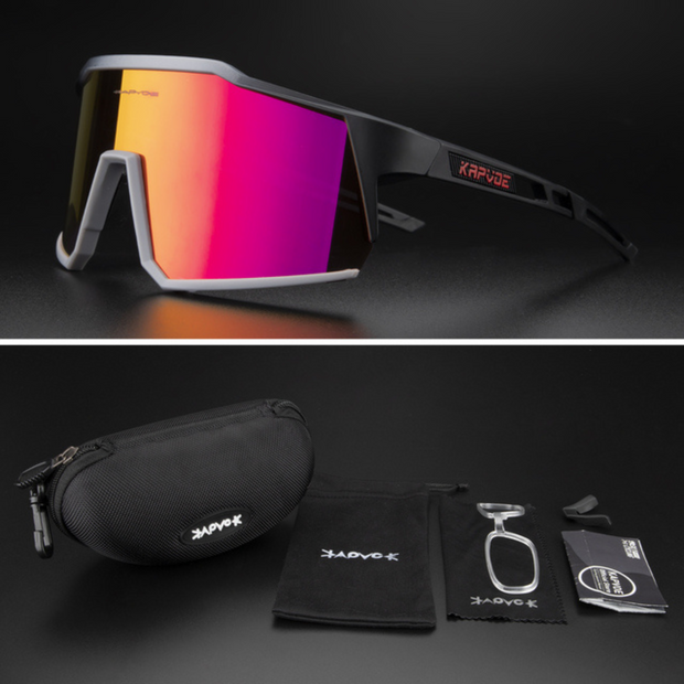 KAPVOE CYCLING GLASS SINGLE LENS |RED LENS & BLACK/WHITE FRAME