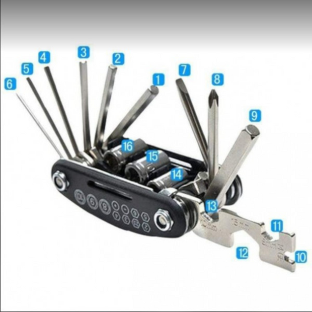 16 IN 1 BIKE POCKET REPAIR TOOLS SET BICYCLE MULTIFUNCTIONAL TOOL KIT