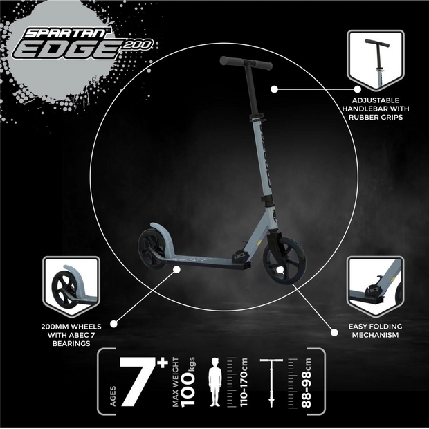 SPARTAN EDGE 200MM FOLDING SCOOTER GRAY