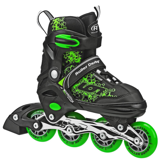 ROLLER DERBY ION 7.2 BOYS INLINE SKATE BLACK GREEN